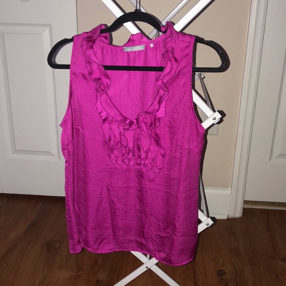 Violet & Claire Magenta Ruffled Tank Top Size L